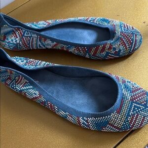 Sundance Red and Blue Flats with Suede Lining